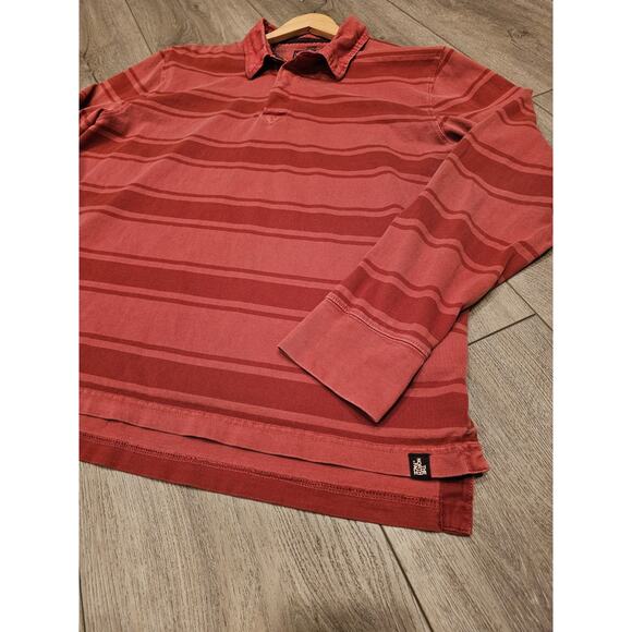 The North Face Shirt Mens XL Red Clay Striped Long Sleeve Wedge Wood Rugby Polo - Picture 2 of 10